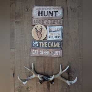 Hobby Lobby Rustic Hunting Wall Decor with Antlers - Brown and Tan